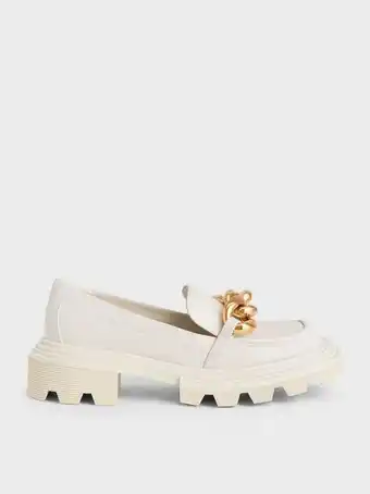 Charles & Keith Perline chunky chain loafers - chalk offer