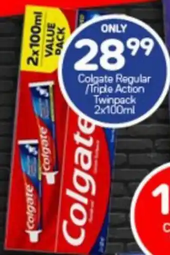 Super Save Colgate Regular /Triple Action Twinpack 2 x 100ml offer