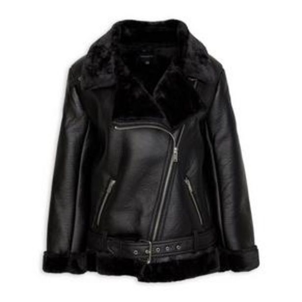 Black oversized biker jacket offer at Truworths