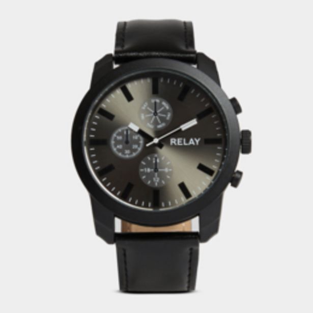 Rj black face with black leather strap watch offer at Markham