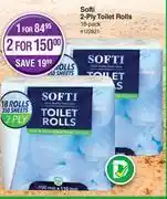 Dis-Chem Softi 2 ply toilet rolls 18 pack-for 1 offer