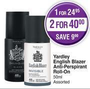 Dis-Chem Yardley english blazer anti perspirant roll on assorted-50ml offer