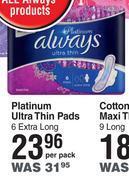 Dis-Chem Always platinum ultra thin pads (extra long)-6 per pack offer