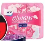 Dis-Chem Always cotton soft maxi thick pads (long)-9 per pack offer