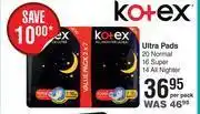 Dis-Chem Kotex ultra pads-per pack offer