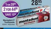 Dis-Chem Mentadent p toothpaste assorted-100ml offer