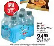 Dis-Chem Bene still or sparkling water-6 x 330ml per pack offer