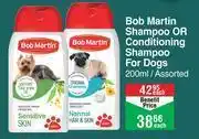 Bob martin shampoo or conditioning shampoo for dogs assorted-200ml each