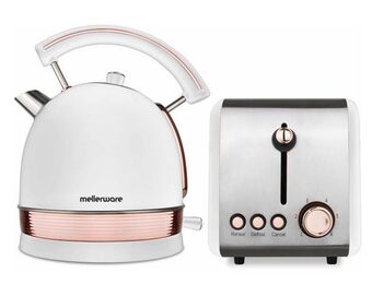 Rose gold stainless steel toaster and kettle set (model: 46042wrg)