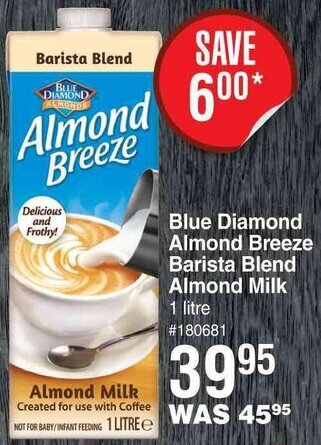 Blue Diamond Almond Breeze Barista Blend Almond Milk 1L