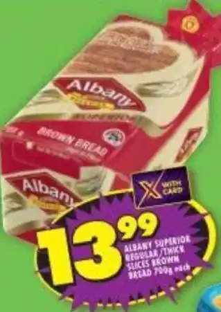 Shoprite Albany Superior or Thick Sliced White Bread 700g offer
