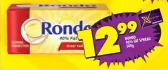 Shoprite Rondo 40% Fat Spread 500g offer