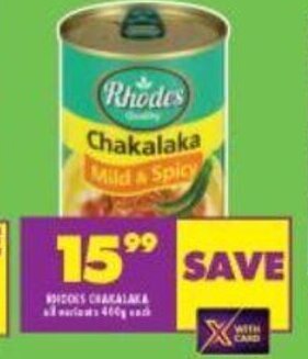 Shoprite Rhodes Chakalaka All Variants 400g each offer