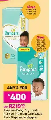 Game Pampers Baby Dry Jumbo Pack Or Premium Care Value Pack Disposable Nappies-Each offer