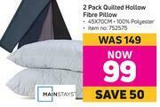 Game Mainstays 2 Pack Quilted Hollow Fibre Pillow offer