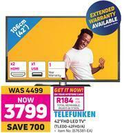 Telefunken 42" FHD LED TV TLEDD-42FHD/A offer at Game