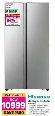 Game Hisense 516L Side By Side Fridge H670SIA offer