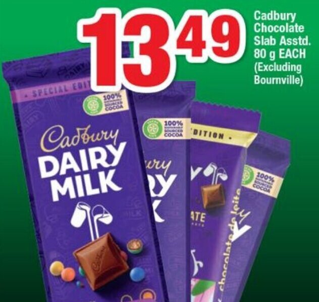 Cadbury Chocolate Slab Assorted 80g offer at OK Foods