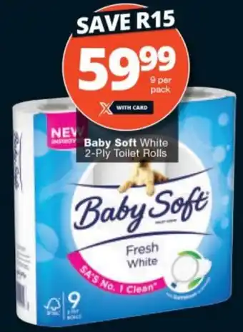 Checkers Baby Soft White 2-Ply Toilet Rolls 9 per pack offer
