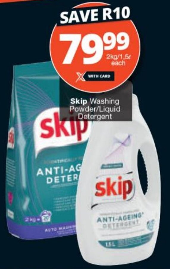 Skip Washing Powder / Liquid Detergent 2kg / 1.5L offer at Checkers