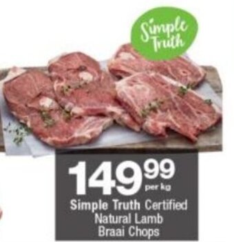 Checkers Simple Truth Certified Natural Lamb Braai Chops per kg offer