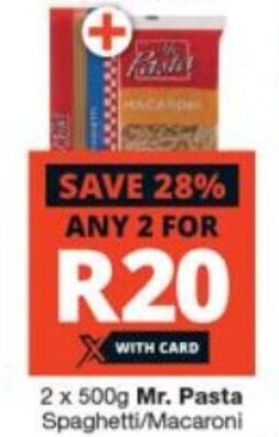Checkers Mr. Pasta Spaghetti / Macaroni 2 x 500g offer