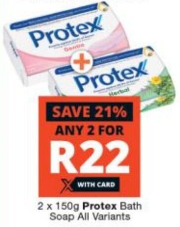 Protex Bath Soap all variants 2 x 150g offer at Checkers