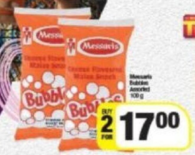 Spar Messaris Bubbles assorted  2 x 100g offer