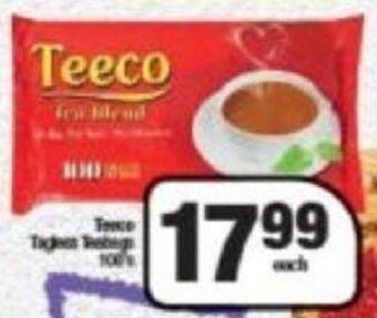 Teeco Tagless Teabags 100's