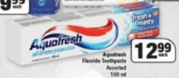 Spar Aquafresh Flouride Toothpaste Assorted 100ml offer