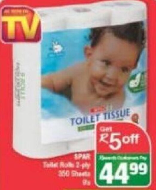 Spar Toilet Rolls 2Ply 350 sheets offer at Spar
