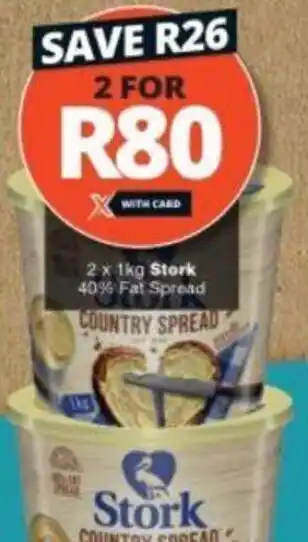 Checkers Stork 40% Fat Spread 2 x 1kg offer