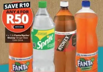 Checkers Fanta / Sprite / Stoney Ginger Beer Cold Drink 4 x 1.5L offer