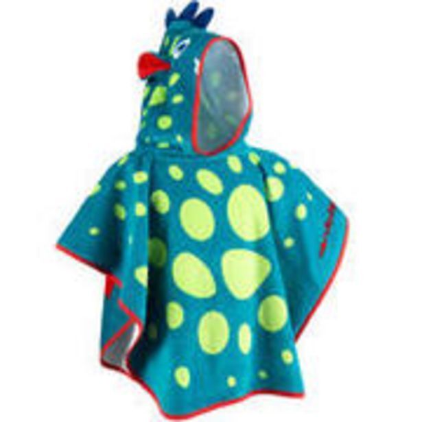 Decathlon Baby poncho with hood, blue and green dragon print offer