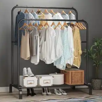 Double metal clothing rail with shoe rack