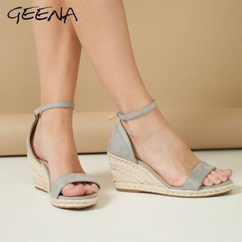 Ladies espadrille wedge strap heels