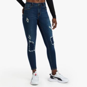 Sportscene Redbat women's dark wash skinny jeans offer