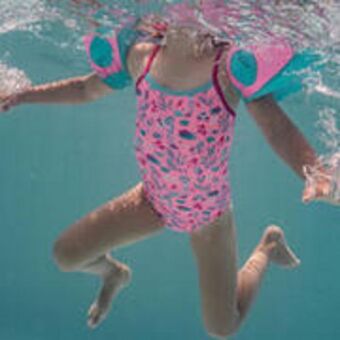 Baby girls' one-piece swimsuit - pink with print