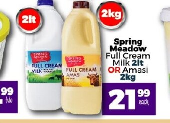 Take 'n Pay Spring Meadow Full Cream Milk 2lt or Amasi 2kg offer