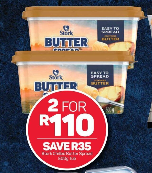 Stork Chilled Butter Spread 2 x 500g tub offer at Pick n Pay