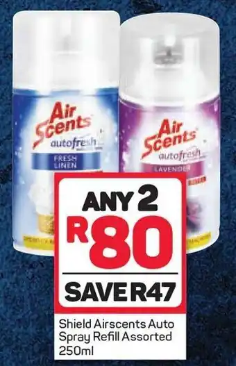 Pick n Pay Shield Air Scents Auto Spray Refill Assorted 2 x 250ml offer