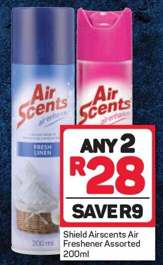 Pick n Pay Shield Air Scents Air Freshener Assorted 2x 200ml offer