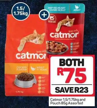 Pick n Pay Catmor Cat Food 1.5 / 1.75kg and Pouch 85g Assorted offer