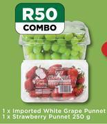 Food Lover's Market 1 x imported white grape punnet, 1 x strawberry punnet 250g-combo offer