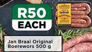 Food Lover's Market Jan braai original boerewors-500g each offer