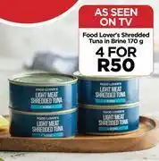 Food lover's shredded tuna in brine-for 4 x 170g