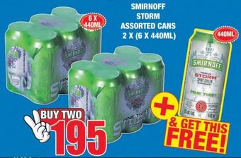 Boxer Liquors Smirnoff Storm Assorted Cans 2 x 6 x 440ml offer