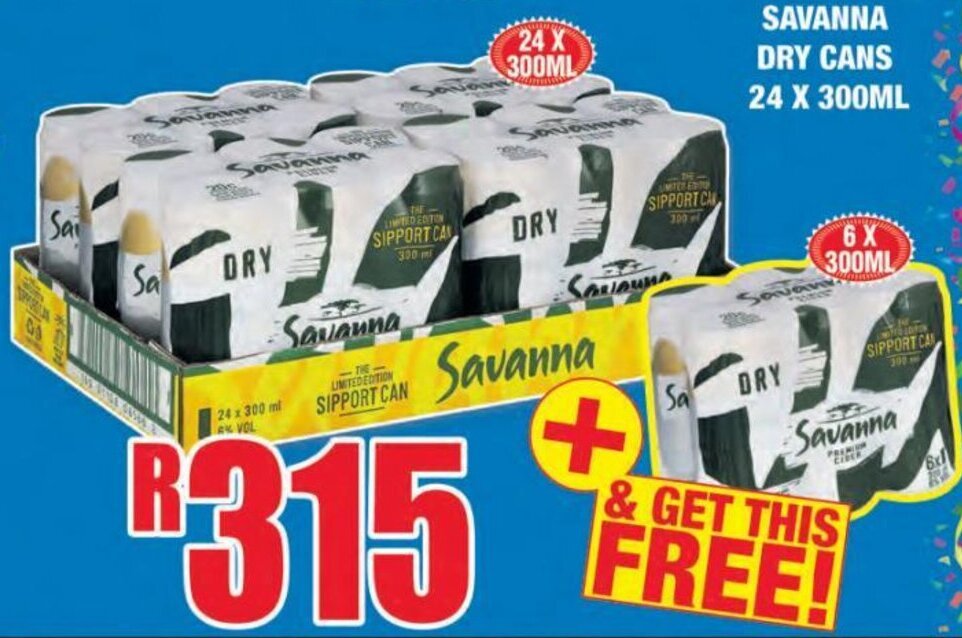 Savanna dry cans 24 x 300ml offer at boxer liquors