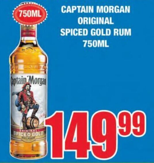 Boxer Liquors Captain Morgan Original Spiced Gold Rum 750ml offer