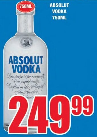 Boxer Liquors Absolut Vodka 750ml offer